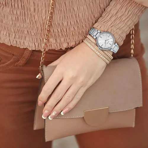 Vista 5 de Seiko Reloj analógico para mujer SRZ515P1 de acero de 1.260in y esfera de cuarzo de cristal Hardlex