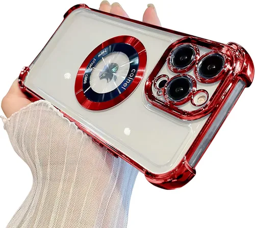 Vista 14 de Funda magnética transparente para iPhone 11, funda de lujo con cuatro esquinas brillantes, protección a prueba de golpes de grado militar