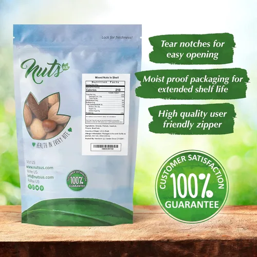 Vista 4 de NUTS U.S. – Nueces Mixtas en Cáscara (Almendras, Nueces, Avellanas, Pacanas, Nueces de Brasil) Sin Colorantes Añadidos y Sin Sabores Artificiales