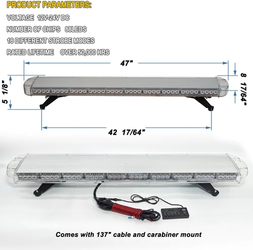 Vista 6 de Barra de luz LED intermitente de 12 V-28 V, luz estroboscópica intermitente, barra de luz LED de emergencia, barra de luz LED para remolque