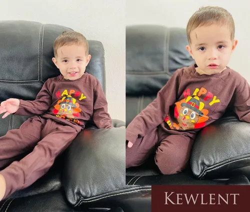 Vista 3 de Conjunto de pantalones de manga larga con estampado de pavo para bebés y niñas de Acción de Gracias