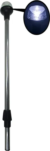Vista 2 de Pactrade Marine Luz de popa de anclaje plegable ajustable con luz LED de navegación de acero inoxidable poste pontón barco (base plegable