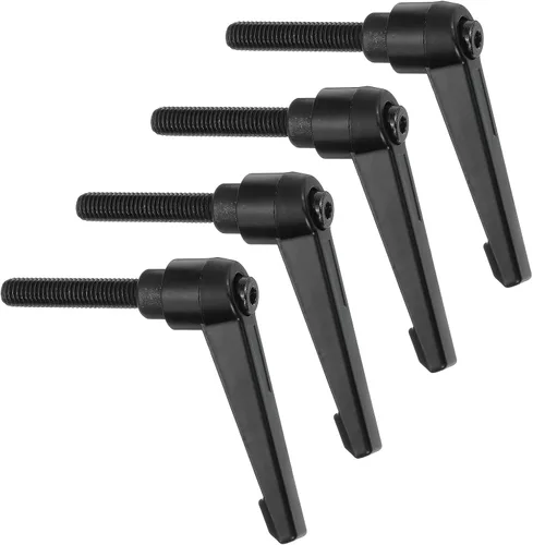 Vista 14 de uxcell 4 perillas ajustables M5 x 0.472 in, rosca macho, botón de trinquete, bloqueo rápido, perno giratorio para maquinaria de torno, color negro