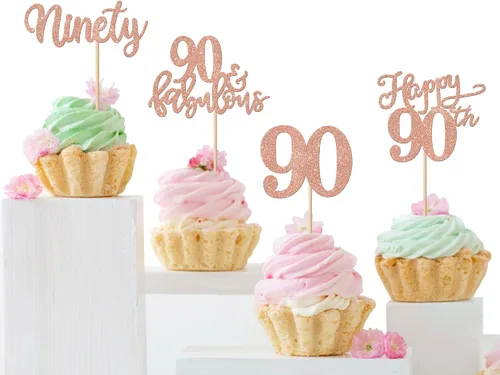 Vista 14 de Rsstarxi Paquete de 24 adornos con purpurina para cupcakes de 30 cumpleaños, treinta y 30 fabulosas selecciones de cupcakes, decoraciones para feliz