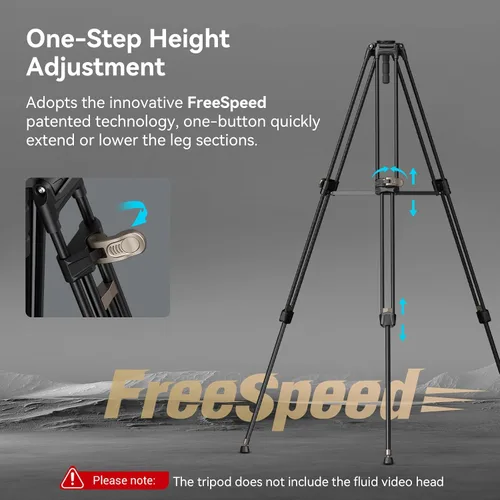 Vista 2 de SMALLRIG AD-80 FreeBlazer Trípode de aluminio resistente de aleación, trípode de video de 71 pulgadas con adaptador de cuenco de 75mm, ajuste