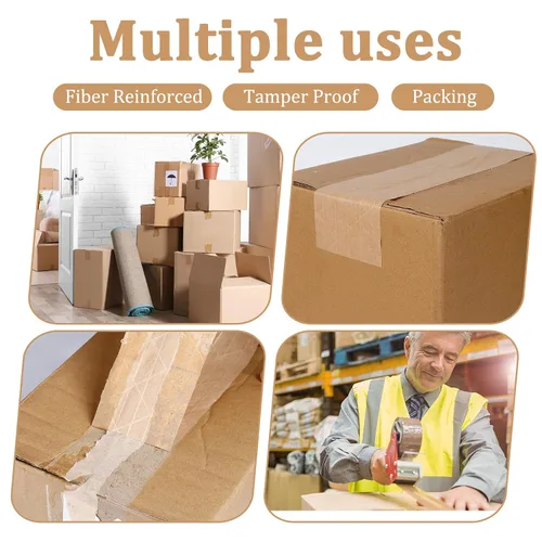 Vista 3 de Cinta reforzada de papel kraft activado por agua, paquete de 2, 2.75 pulgadas x 380 pies, longitud total de 760 pies, para embalaje y envío seguros