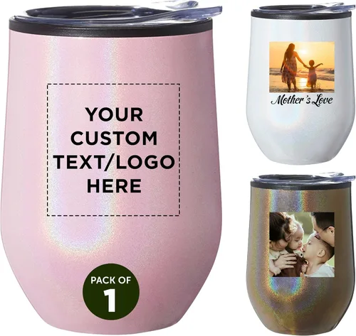 Vista 21 de DISCOUNT PROMOS Vasos de vino personalizados sin tallo de 12 onzas, juego de 6/12/24, paquete a granel personalizado, aislados, perfectos para vino