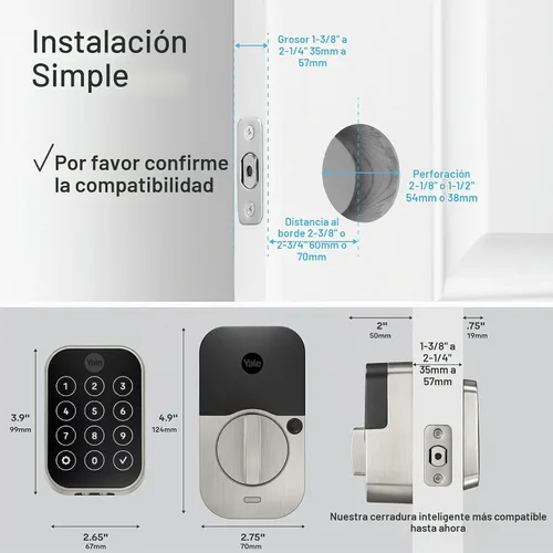 Vista 7 de Yale Assure Lock 2 Touch Plus Apple Home Keys - Cerrojo con Wi-Fi, color negro