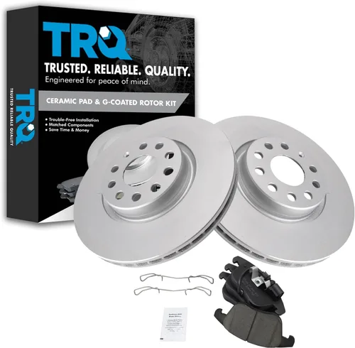 Vista 53 de TRQ Juego de pastillas de freno delantero y rotores con revestimiento de cerámica compatible con Jeep Compass Patriot 2017