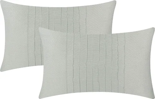 Vista 32 de The White Petals Juego de 2 fundas de almohada lumbar naranja con panel de pliegues de alfiler (12 x 16 pulgadas, naranja)