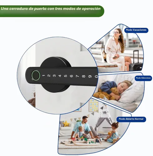 Vista 4 de Cerradura electrónica inteligente de huellas dactilares, entrada sin llave con asa, códigos, aplicación, tarjetas IC, huellas dactilares, llaves