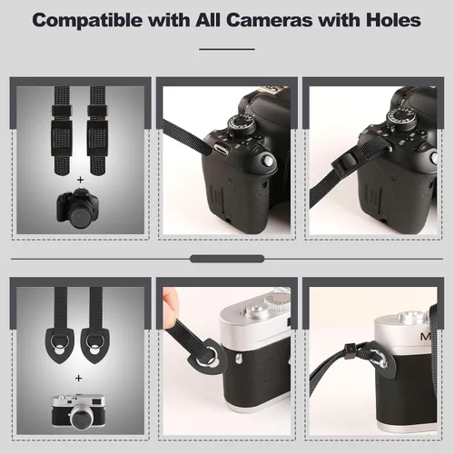 Vista 7 de Correa universal para cámara – Correa para el cuello de la cámara, correas de hombro ajustables compatibles con Canon, Fujifilm, Nikon, Olympus