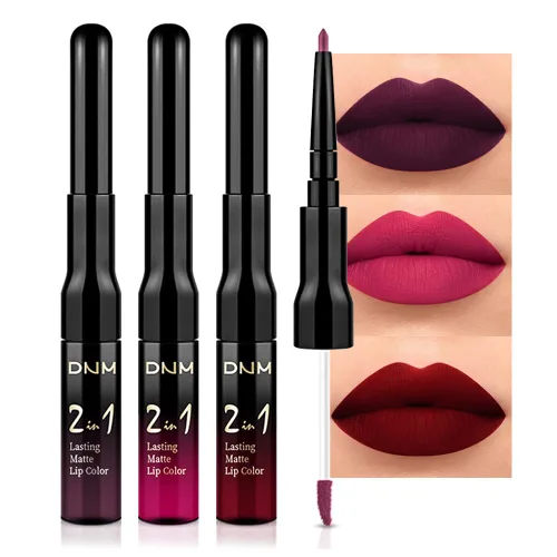 Vista 28 de evpct Juego de 3 lápices labiales líquidos y delineadores de labios para mujeres, 24 horas de larga duración, 24 horas, lápiz labial mate de larga