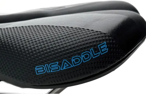 Vista 4 de BiSaddle SRT 2.0 - Sillín de bicicleta ajustable sin nariz con rieles de titanio, ajuste personalizado, cómodo, negro con detalles grises