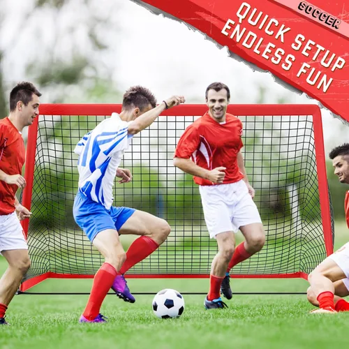Vista 3 de KTRIO Portería de fútbol de 6 x 4 pies para patio trasero, red de fútbol portátil, grandes porterías de fútbol plegables con bolsa de transporte