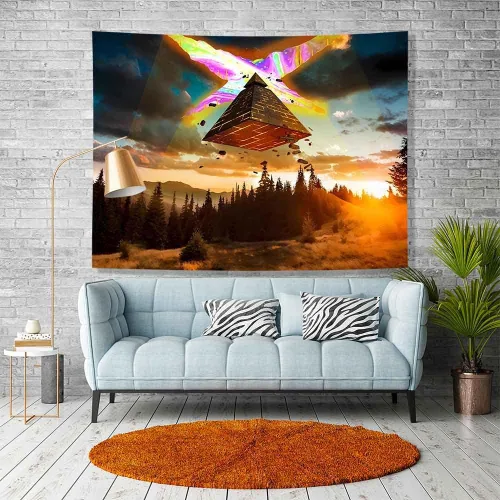 Vista 6 de Ine Ive Tapiz de naturaleza del bosque, Gravity Falls Tapiz de dibujos animados 40x30 pulgadas Fantasía Naturaleza Paisaje Decoración de pared