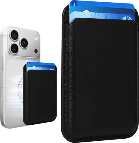 Vista 38 de Tarjetero magnético más fuerte de piel RFID para iPhone 16 Series, accesorios Mag-Safe para iPhone 17/16/15/14/13/12 y Pro/Promax, negro