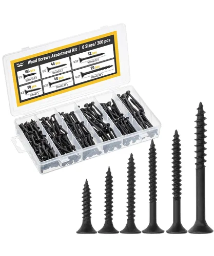 Vista 14 de Mr. Pen - Kit surtido de tornillos para madera, 152 piezas, negro, puntas Phillips, tornillos de madera surtidos, 6 tamaños