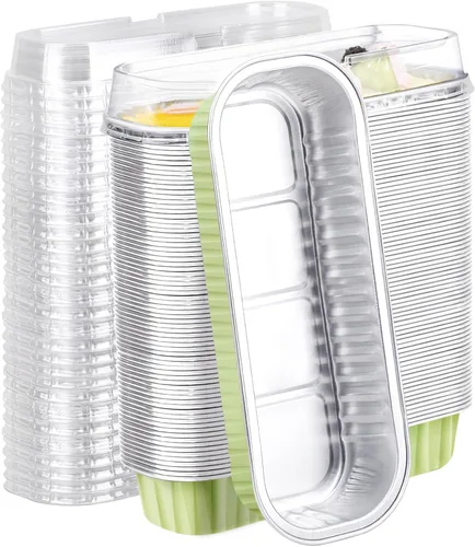 Vista 32 de EUSOAR Forros para magdalenas con tapas, 30 unidades de ramekins de papel de aluminio de 6.8 oz, mini moldes para pan de aluminio desechables