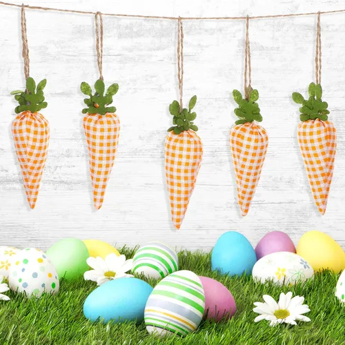 Vista 6 de Pancarta de zanahoria de Pascua, guirnalda de zanahoria de conejo, guirnalda de zanahoria, adorno de pared para fiesta, chimenea, decoración