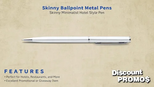 Vista 2 de DISCOUNT PROMOS Paquete de 10 bolígrafos de metal delgados – elegante, retorcido, tinta negra, color plateado