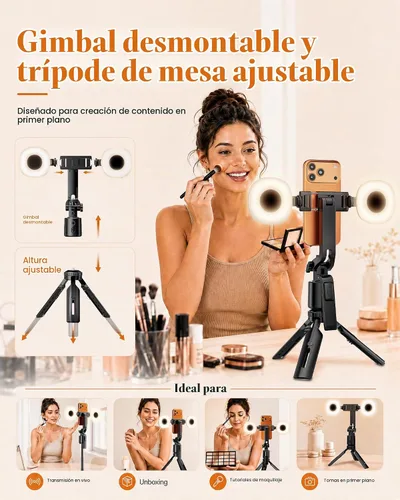 Vista 3 de UBeesize 71" Vlogging Kit, Face Tracking Tripod, Desk Stand, Mics & Light Supports Phones & Cameras,360°Auto Follow,Floor-to-Desk Setup with Remote