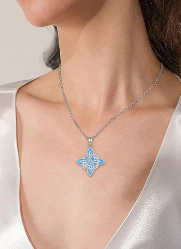 Vista 6 de CELESTIA Nudo de Bruja Plata 925 Original Amuletos de Proteccion Witches Knot Necklace - 20 Inch Box Chain