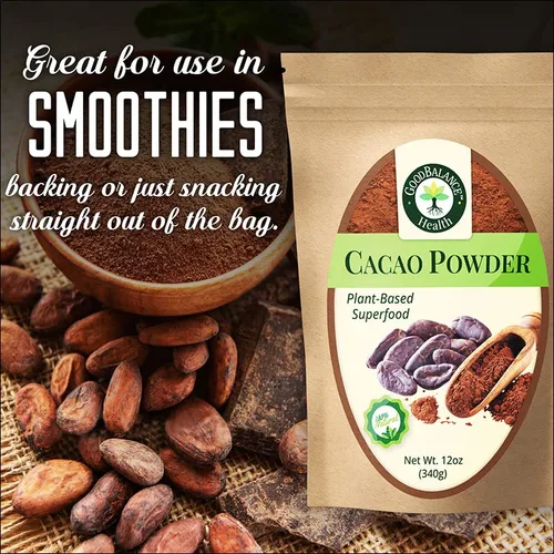 Vista 6 de Good Balance Health - Cacao en polvo orgánico Cacao en polvo crudo sin azúcar para hornear, batidos y chocolate caliente Superalimento a base