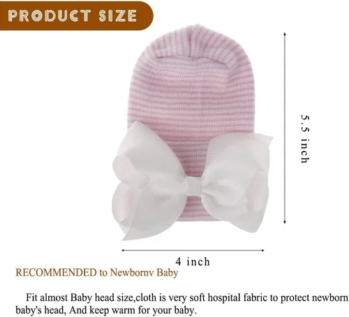Vista 4 de upeilxd Gorro de bebé recién nacido, gorro de punto de doble capa para bebés y niños pequeños, para bebés de 0 a 3 meses, (multiple Colour)