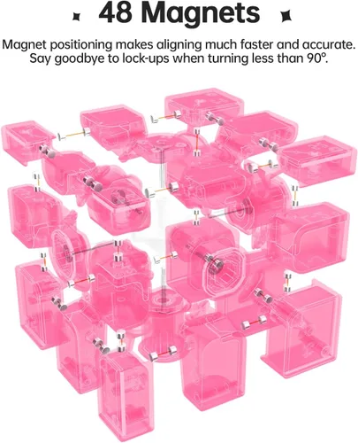 Vista 2 de GAN MirrorM - Cubo magnético con recubrimiento UV, 3x3x3, 48 imanes con purpurina y destellos, cubo de velocidad de espejo, rompecabezas, juguetes