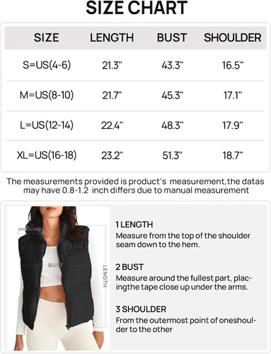 Vista 6 de MEROKEETY Chaleco acolchado para mujer, cuello alto, con cremallera, sin mangas, con bolsillos