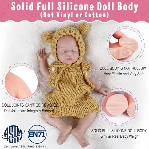 Vista 3 de Vollence - Muñeca de silicona de cuerpo completo de 18 pulgadas, ojos realistas cerrados, platino renacido, niño realista