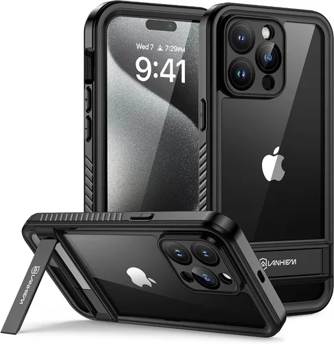 Vista 25 de Lanhiem Funda para iPhone 14 con soporte, IP68 impermeable a prueba de polvo con protector de pantalla integrado, cuerpo completo, a prueba