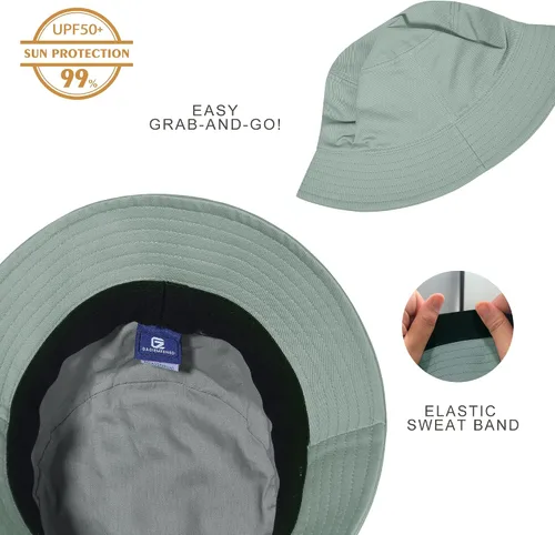 Vista 32 de GADIEMKENSD Sombrero de pescador 100% algodón, unisex, protección solar UPF 50, ligero, plegable