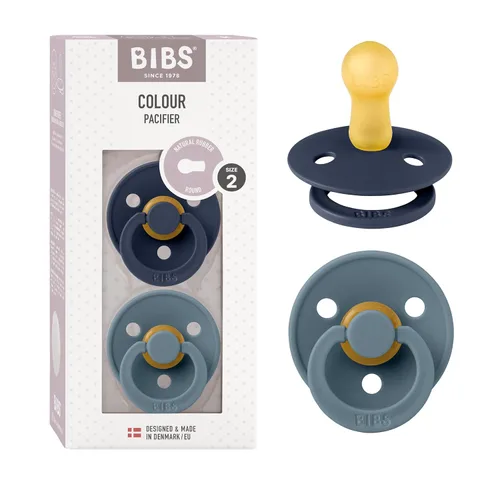 Vista 118 de BIBS - Paquete de 2 chupetes para bebés, goma natural libre de bisfenol A (BPA), hechos en Dinamarca, para niños de 0-6 meses, azul pastel