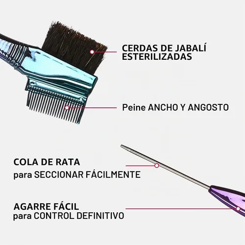 Vista 5 de RED by Kiss Cepillo con borde cromado, cepillo y peine de cerdas de jabalí 3 en 1 libre de bacterias y con cerdas esterilizadas para cantos
