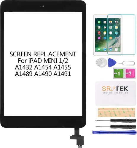 Vista 2 de Digitalizador de pantalla táctil para iPad Mini 1 2 A1432 A1454 A1455 A1489 A1490 piezas de pantalla de repuesto, con chip IC, botón de inicio