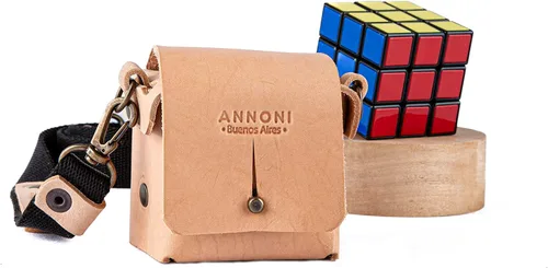 Vista 2 de Annoni Funda Rubik, funda de cuero, correa de hombro y cinturón o gancho para mochila