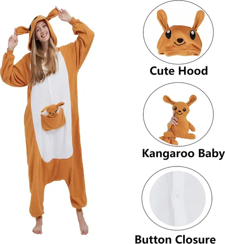 Vista 3 de SimZoo Pijama de animal para adultos, disfraz de cosplay de animales para hombres y mujeres, ropa de dormir unisex de una sola pieza