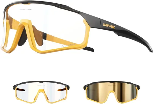 Vista 14 de KAPVOE Gafas de ciclismo fotocromáticas para hombres y mujeres, gafas de sol para bicicleta de montaña MTB, deportes, transición, triatlón, carrera
