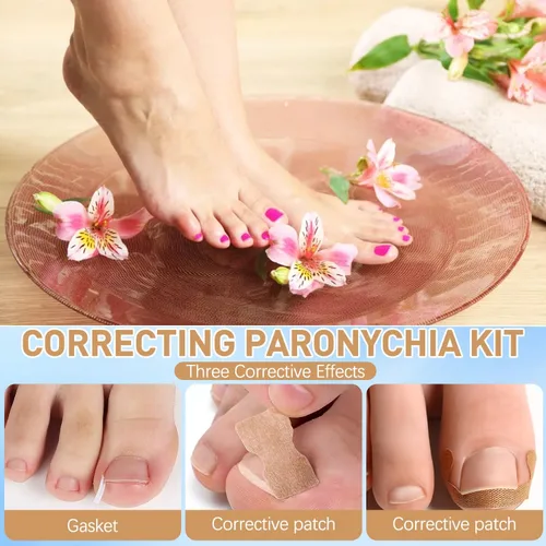 Vista 3 de Kits de corrector de uñas encarnadas con tiras curvas, parches transpirables y herramientas de pedicura, juego de cuidado de uñas para una
