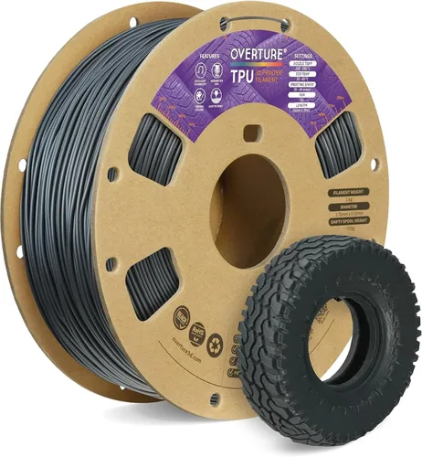 Vista 29 de OVERTURE - Filamento de TPU de 1/16 pulgadas, rollo flexible de poliuretano termoplástico, impresora 3D suave, 95A, carrete de 2.2 libras, precisión