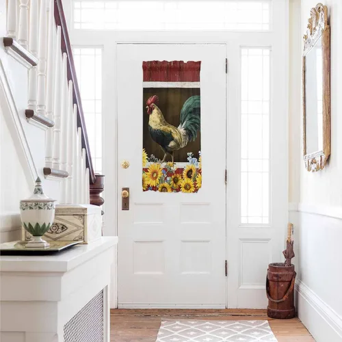 Vista 26 de Cortinas de puerta francesa de Navidad para ventana de puerta, panel de cortina con bolsillo para barra con alzapaños para luz lateral delantera