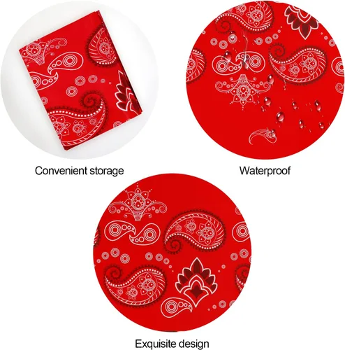 Vista 5 de PHOGARY Mantel de fiesta occidental de 2 piezas, bandana desechable con temática de vaquero, mantel de plástico con estampado de cachemira roja