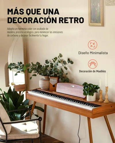 Vista 4 de Donner Piano digital DDP-80 teclado ponderado de 88 teclas + banco de piano Donner con almacenamiento