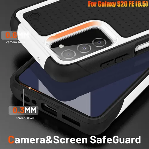 Vista 4 de Funda resistente para Samsung Galaxy S20 FE (5G) de 6.5 pulgadas, 4 esquinas con bolsas de aire [protección contra caídas de 12 pies], agarre