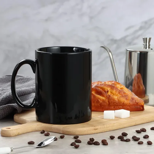 Vista 4 de harebe Taza de Café Extra Grande de 22 OZ, Taza de Té Gigante de Cerámica Lisa Boss, Gran Capacidad y Asa para Papá Hombres, Negro