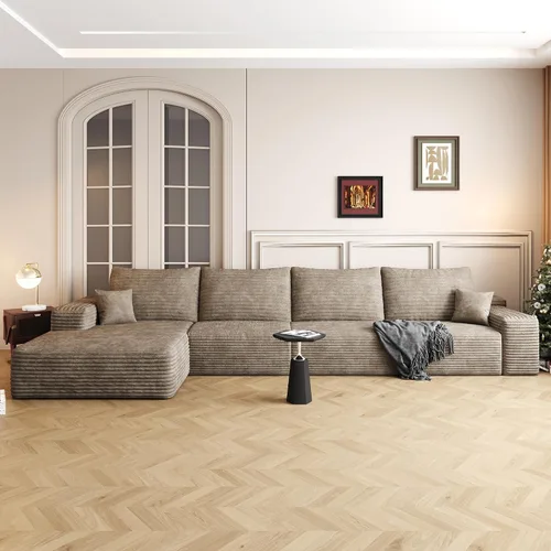 Vista 41 de AUGOP Sofá modular moderno de 96 pulgadas para sala de estar, sofá modular con sofás en forma de L, sofá tapizado sin hueso, sofá seccional con Negro