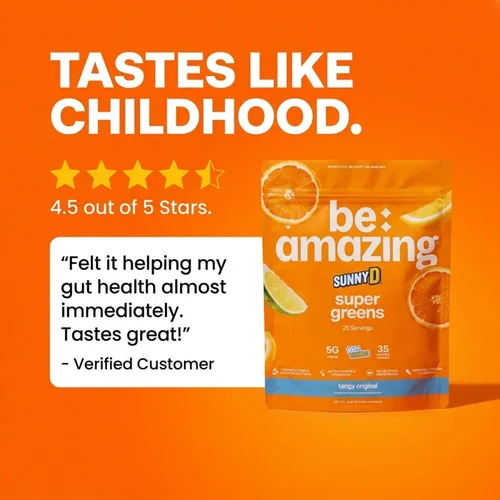 Vista 7 de BE AMAZING Super Greens Polvo con prebióticos, enzimas digestivas y antioxidantes, 35 frutas y verduras, electrolitos y fibra, vegano, mezcla