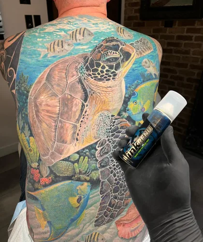 Vista 3 de H2Ocean InkRenu - Espuma hidratante para tatuajes que mejora el color, abrillantador, potenciador e hidratante para el cuidado del tatuaje, loción